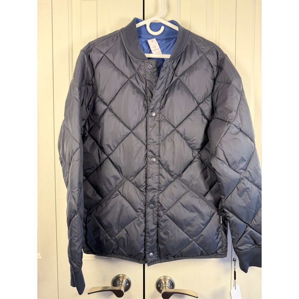 Calvin Klein Mens Reversible Quilted Bomber Jacket Navy Blue Size S
